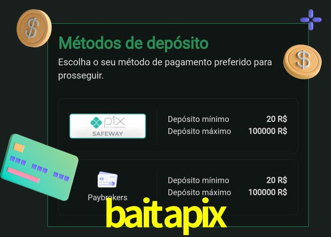 O cassino baitapix oferece uma grande variedade de métodos de pagamento